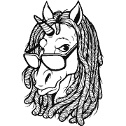 A black and white drawing of a horse wearing glasses. Coloring Page icon