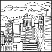 A black and white drawing of a windmill and a house | buildings_301 ...