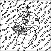 Astronaut Waving in Space Coloring Page - Free Printable - space 173