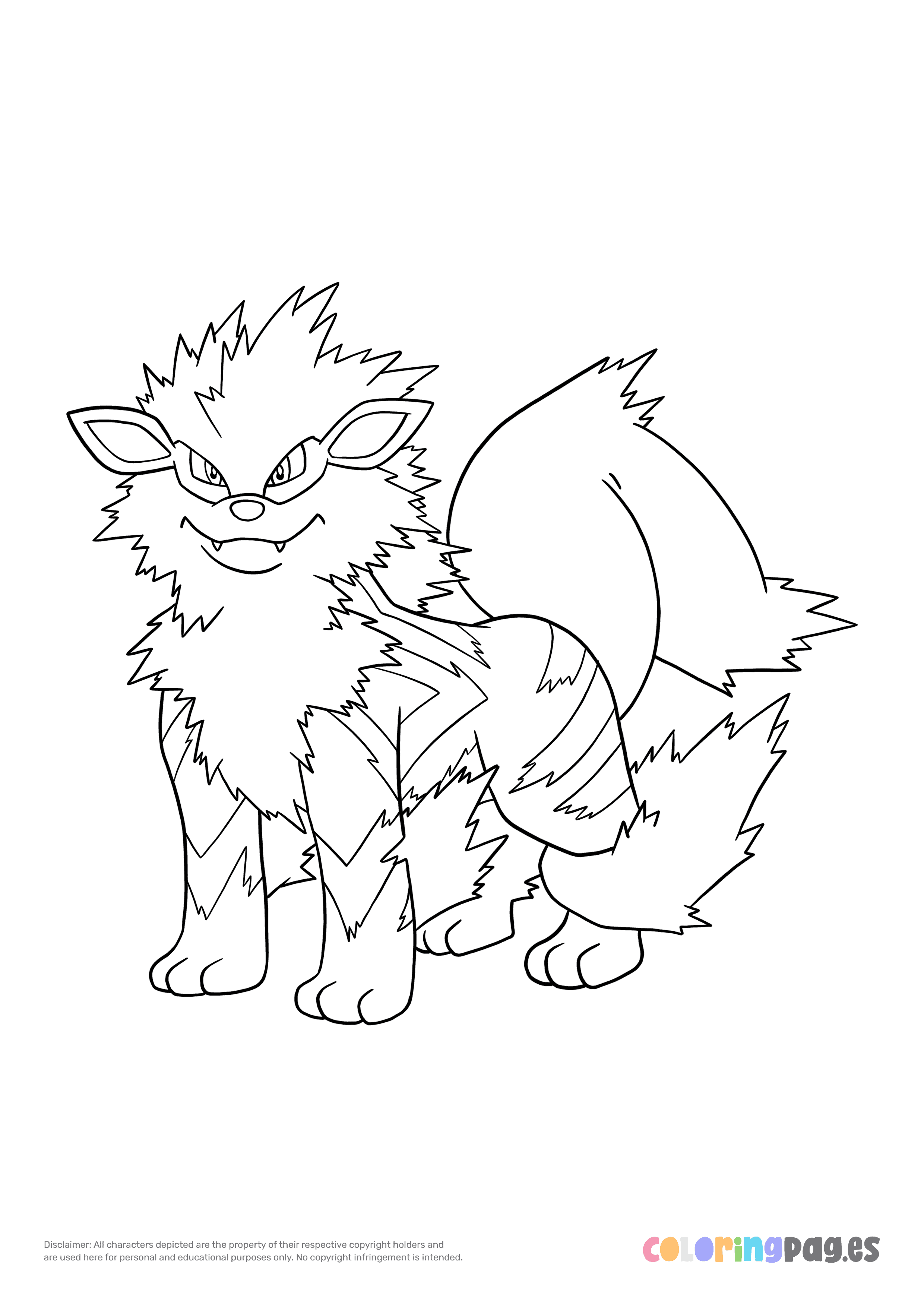 Pokémon Arcanine coloring page