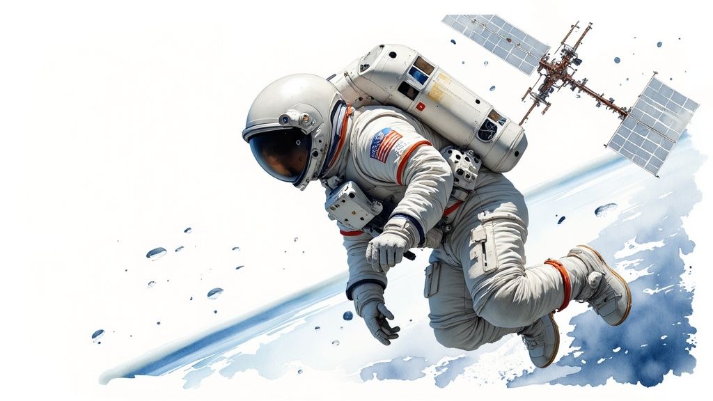 Space Station and Astronaut Scene