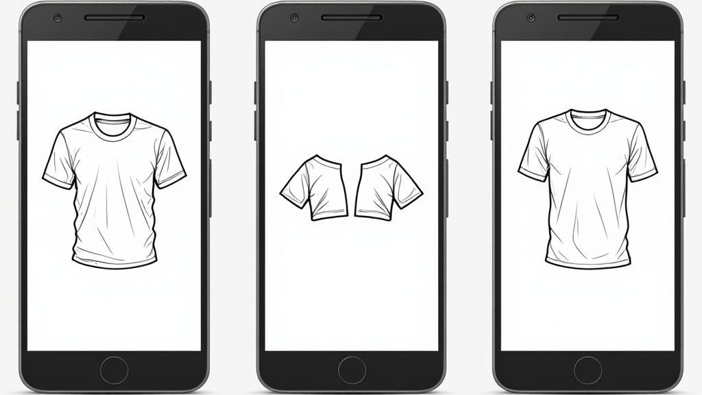 A person looking thoughtfully at a computer screen showing line art.