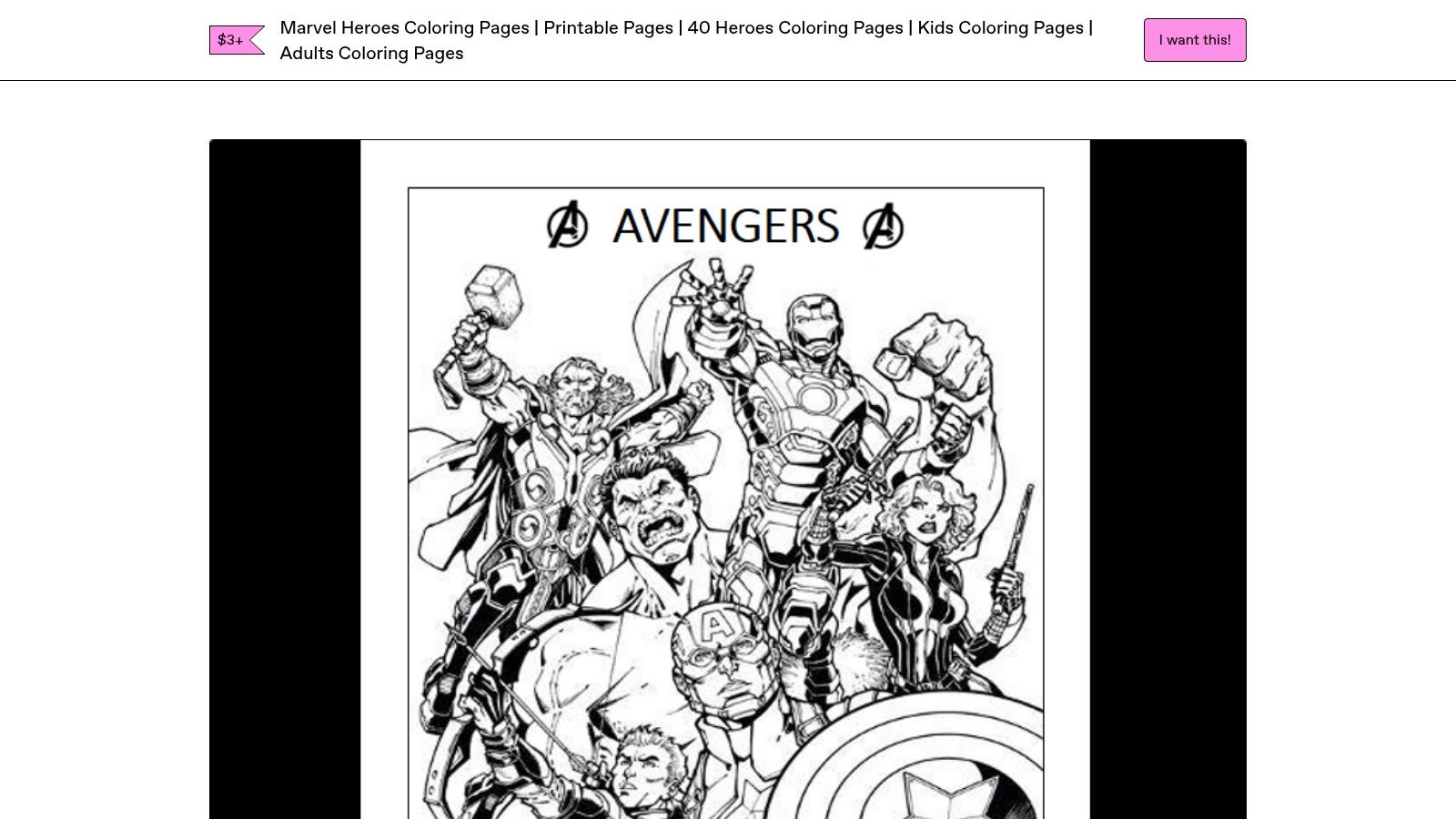 A preview of the Duzo Art Marvel coloring pages available on Gumroad, showing detailed illustrations of various heroes.