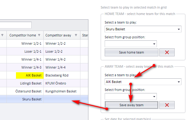 The message shown when a team that already exists in the tree is assigned to a second match