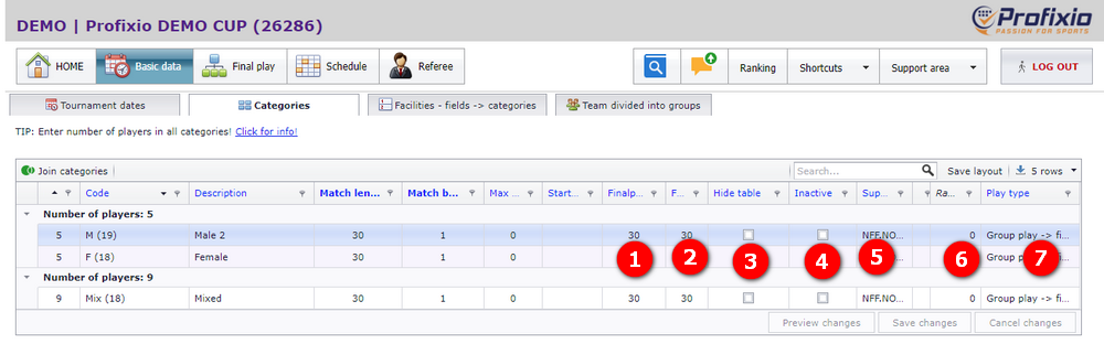 Category window, the more advanced columns