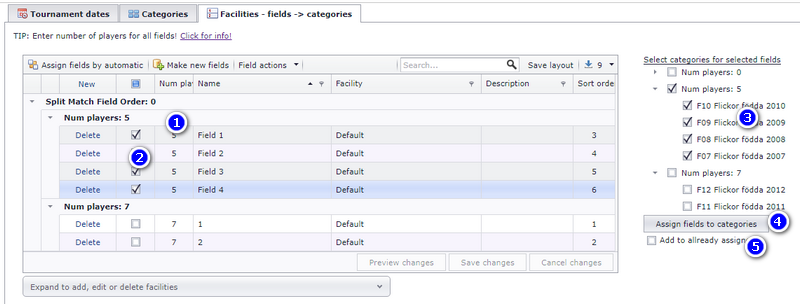 Assigning fields to categories