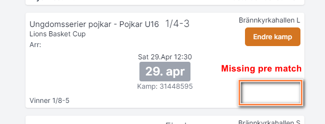 The scheduled match after its playoff match was deleted