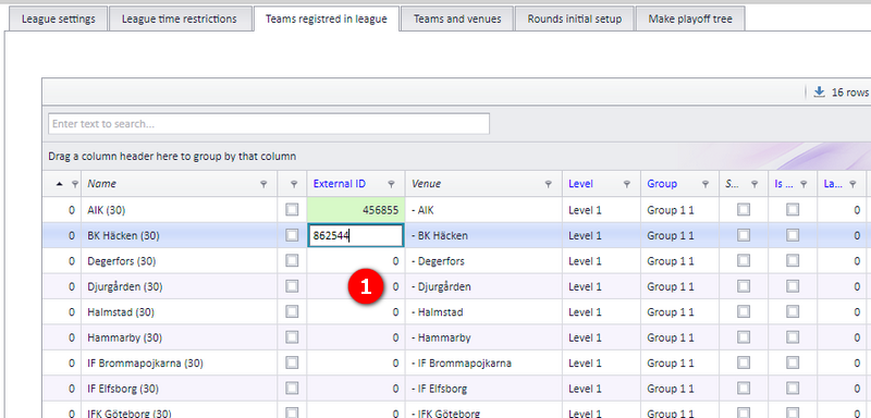 Entering team external ID on the team
