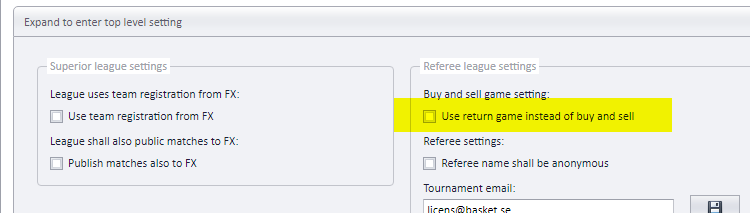 Use return game instead of buy and sell checkbox under Expand to enter top level setting