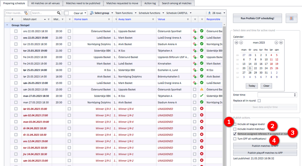 Publish dialog with the referee and notification check boxes