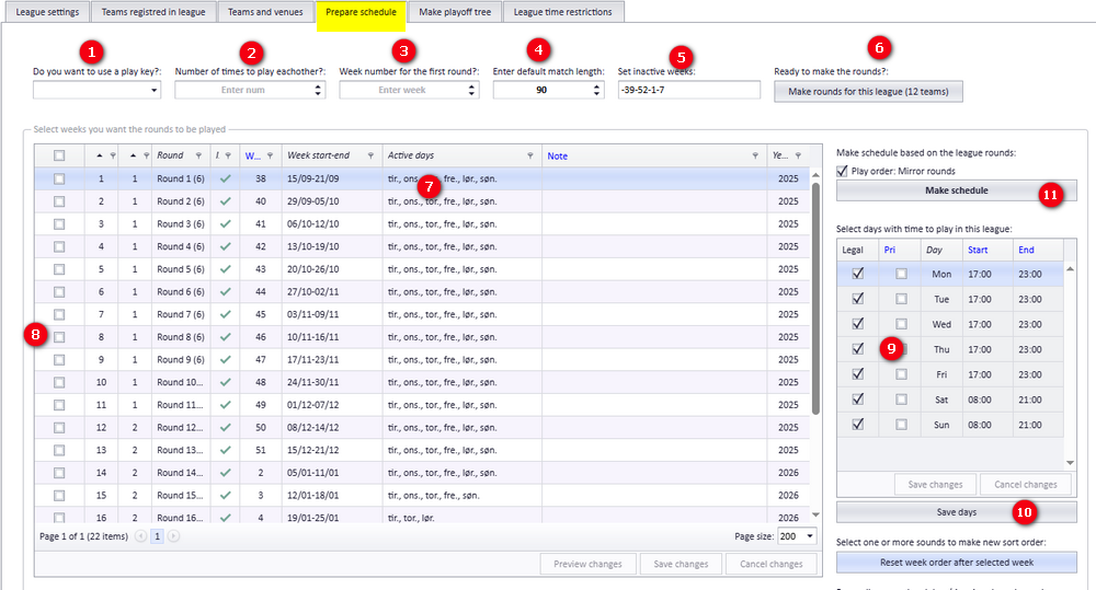 Prepare schedule tab