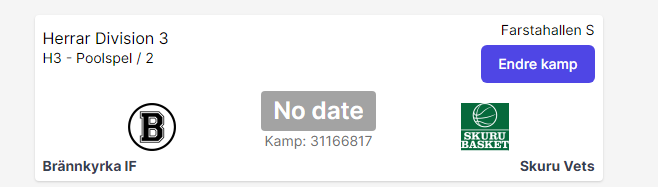 An unscheduled match shown in the app