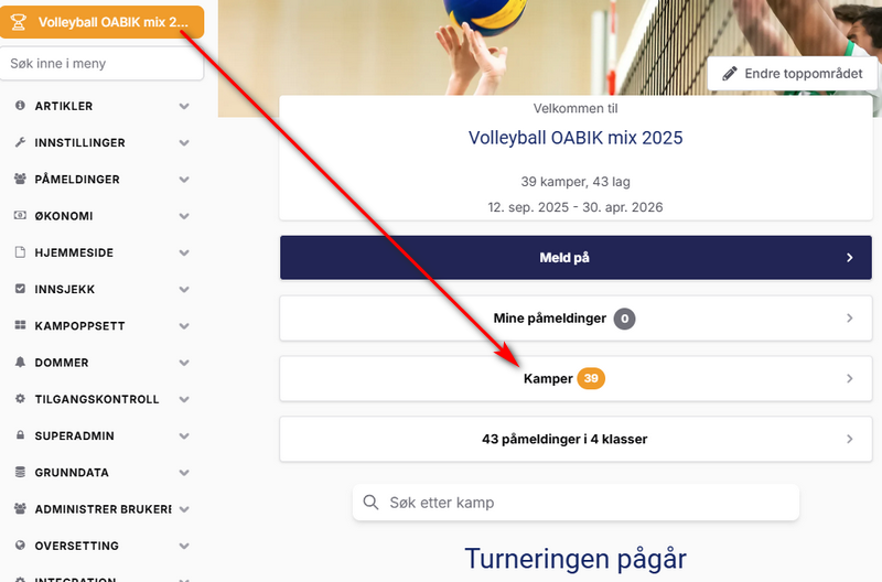 The Kamper tab on the series page