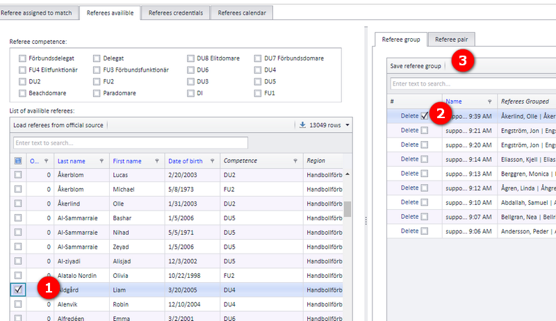 Adding referees to an existing group