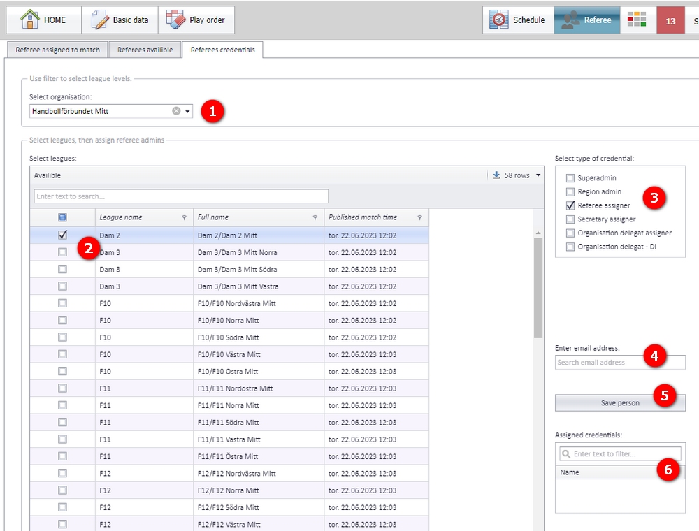 Assign credentials screen in PL
