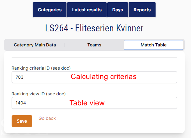 Changing the table type in the app by table type id