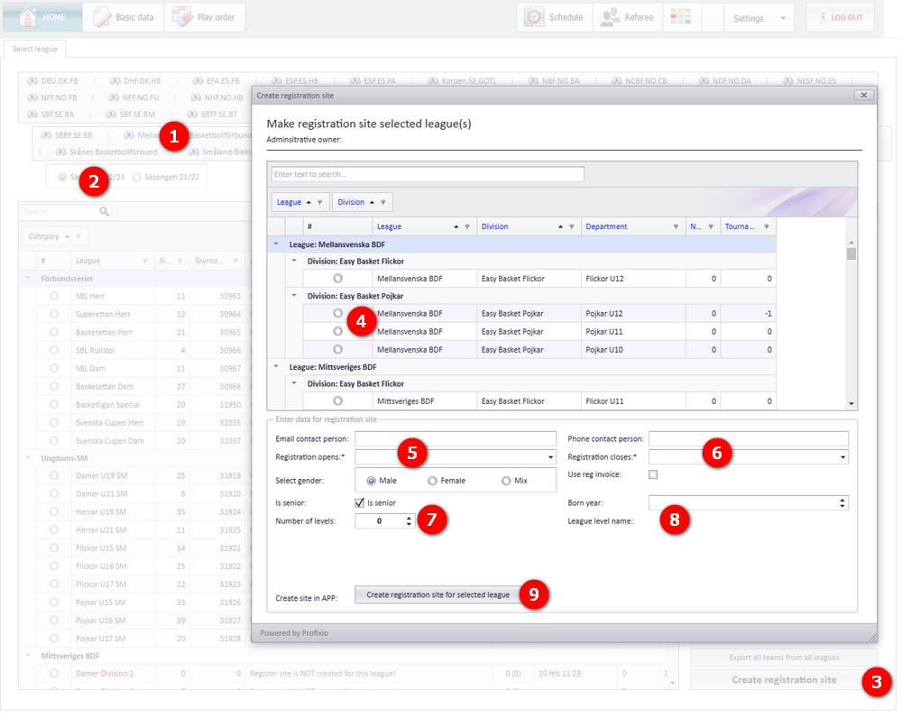 Create registration site window in PL