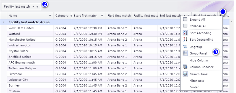 Sorting and grouping schedule info data