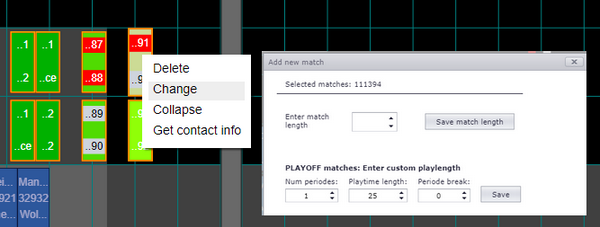 Play length fields at the bottom of the playoff match popup