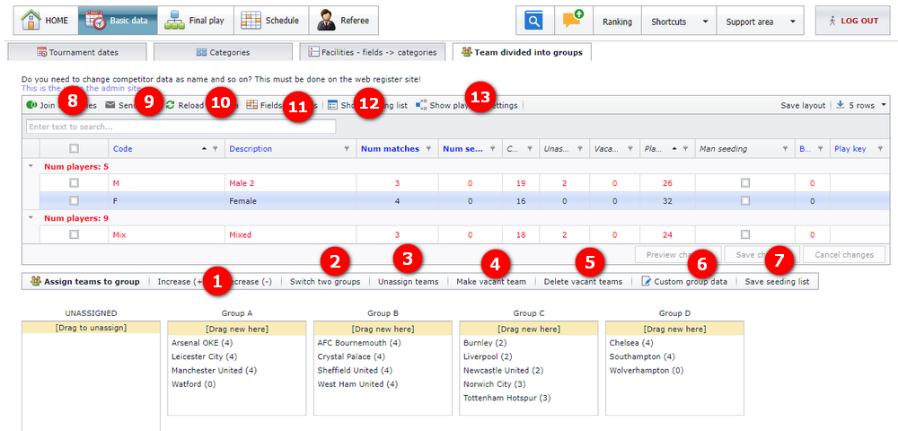 The buttons above the group boxes