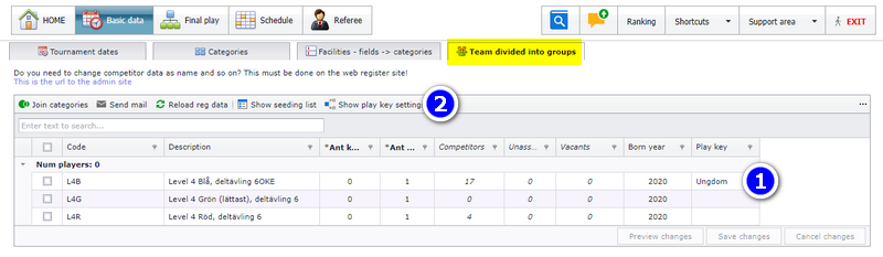 Selecting the type of play key for a category