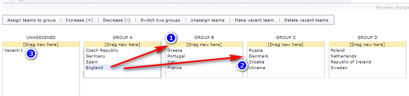 Group boxes with the unassigned-teams box