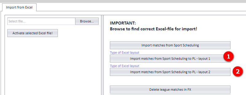 Type of Excel layout selector on the Import from Excel page