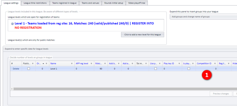 Setting competition ID