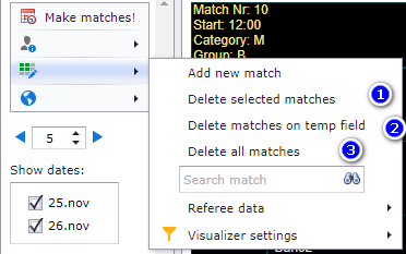 Menu for deleting the whole schedule, bubble 3