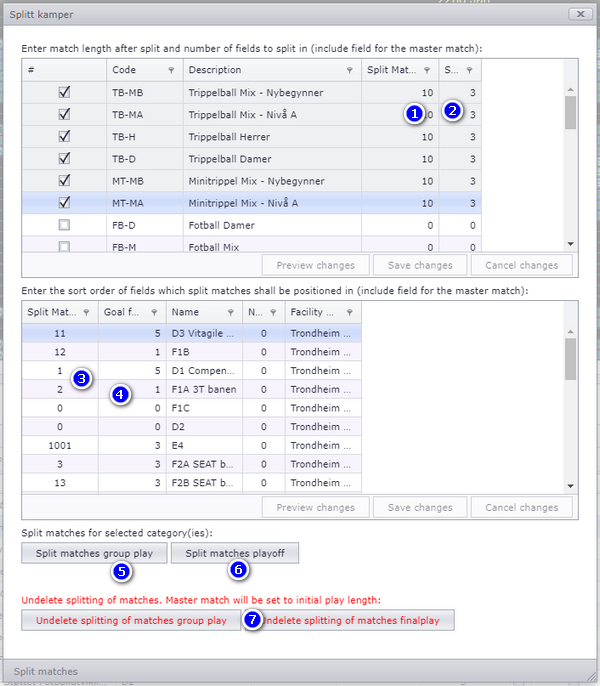 Split-match settings in TXO