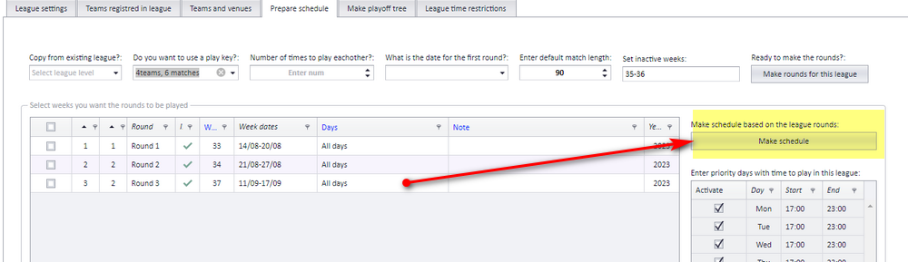 Make schedule button