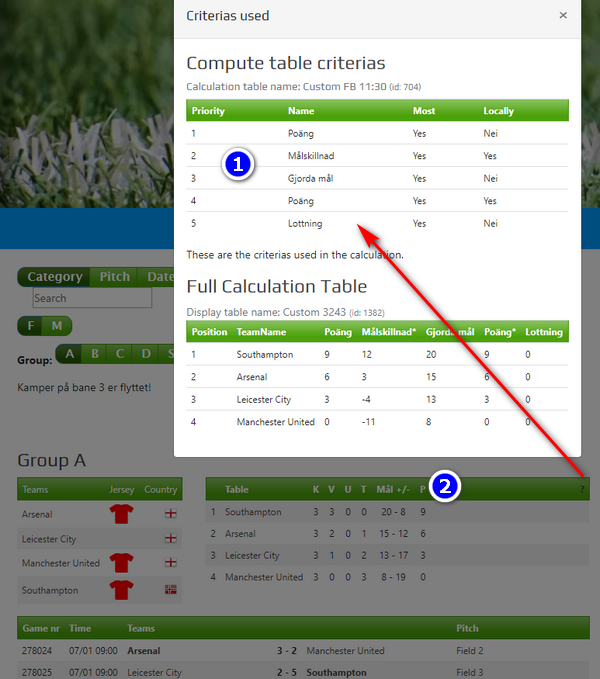 Explanation of what table criteria and table view each control