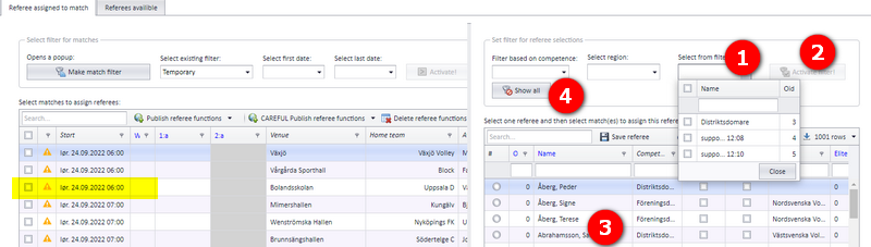 Filtering by referee group when assigning