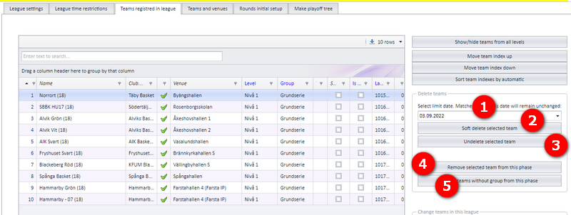 Delete team with date limit