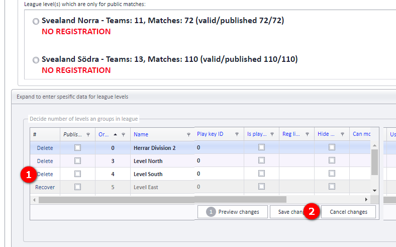 Delete a level in PL