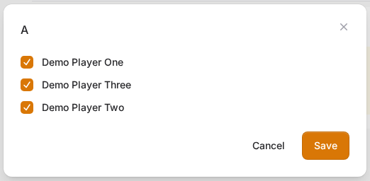 The play day dialog with players ticked and the Save button