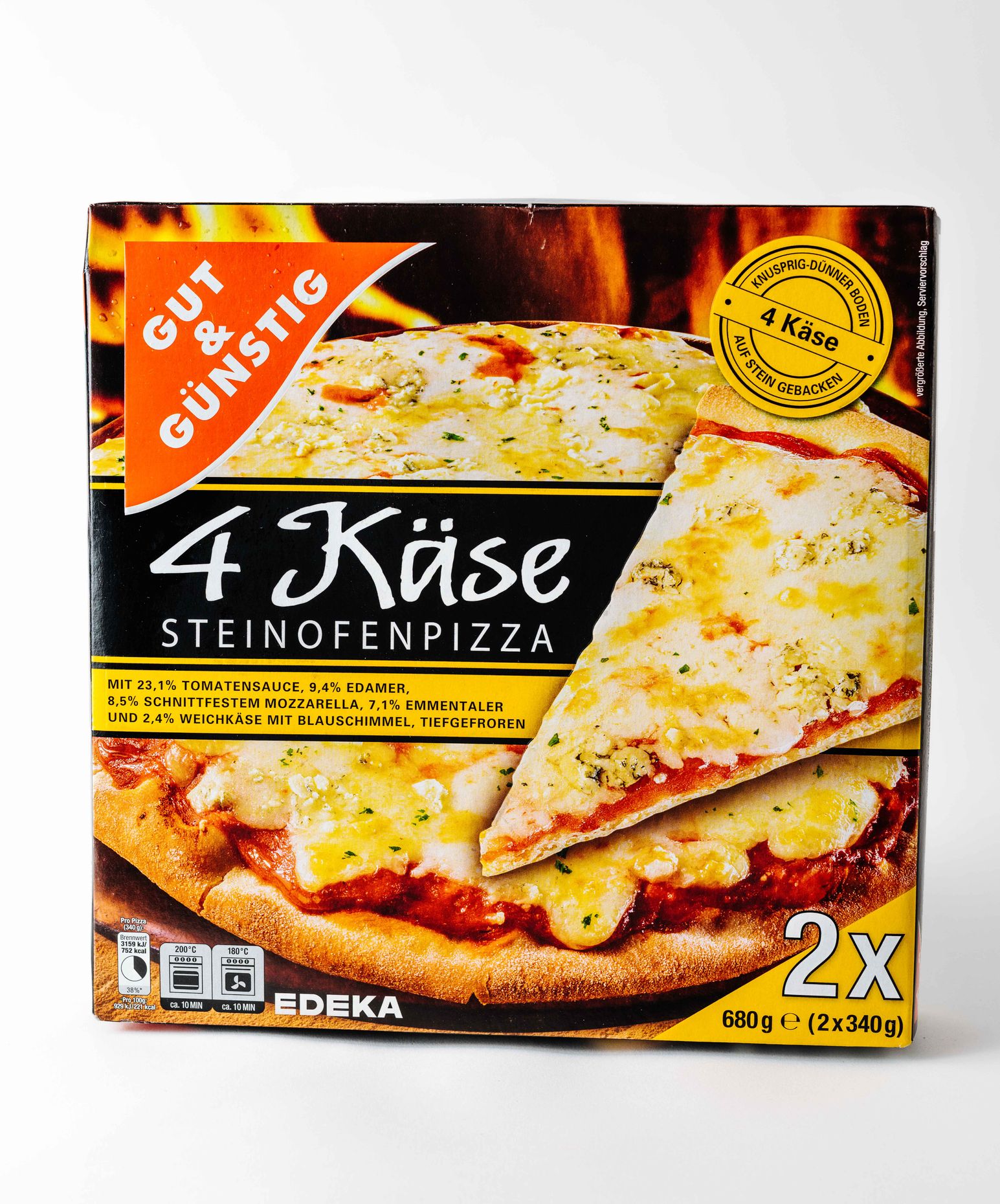 Gut & Günstig Tiefkühlpizza mit vier Käsesorten