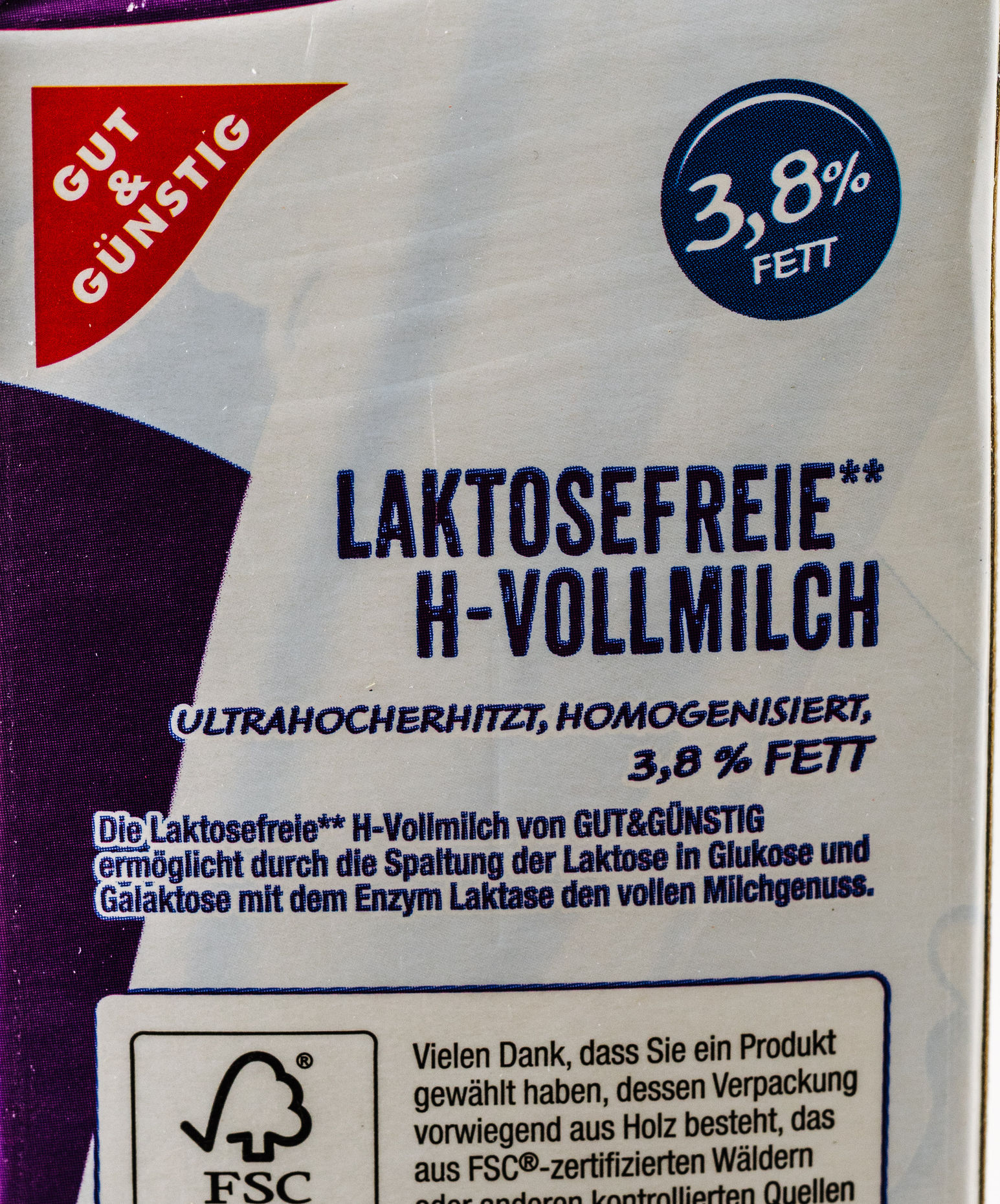 Gut & Günstig Laktosefrei, 3,8 %