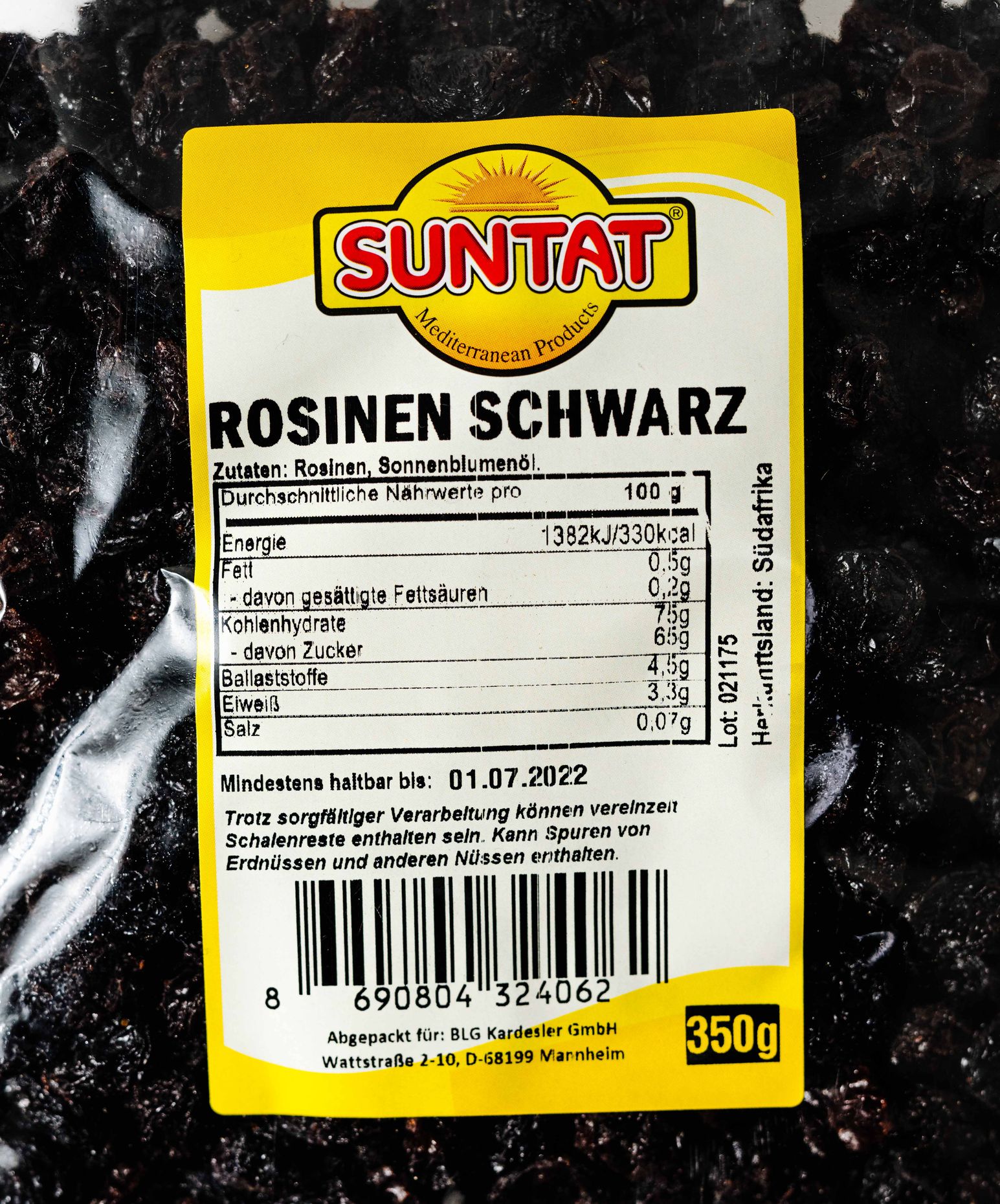 Suntat Getrocknete schwarze Trauben