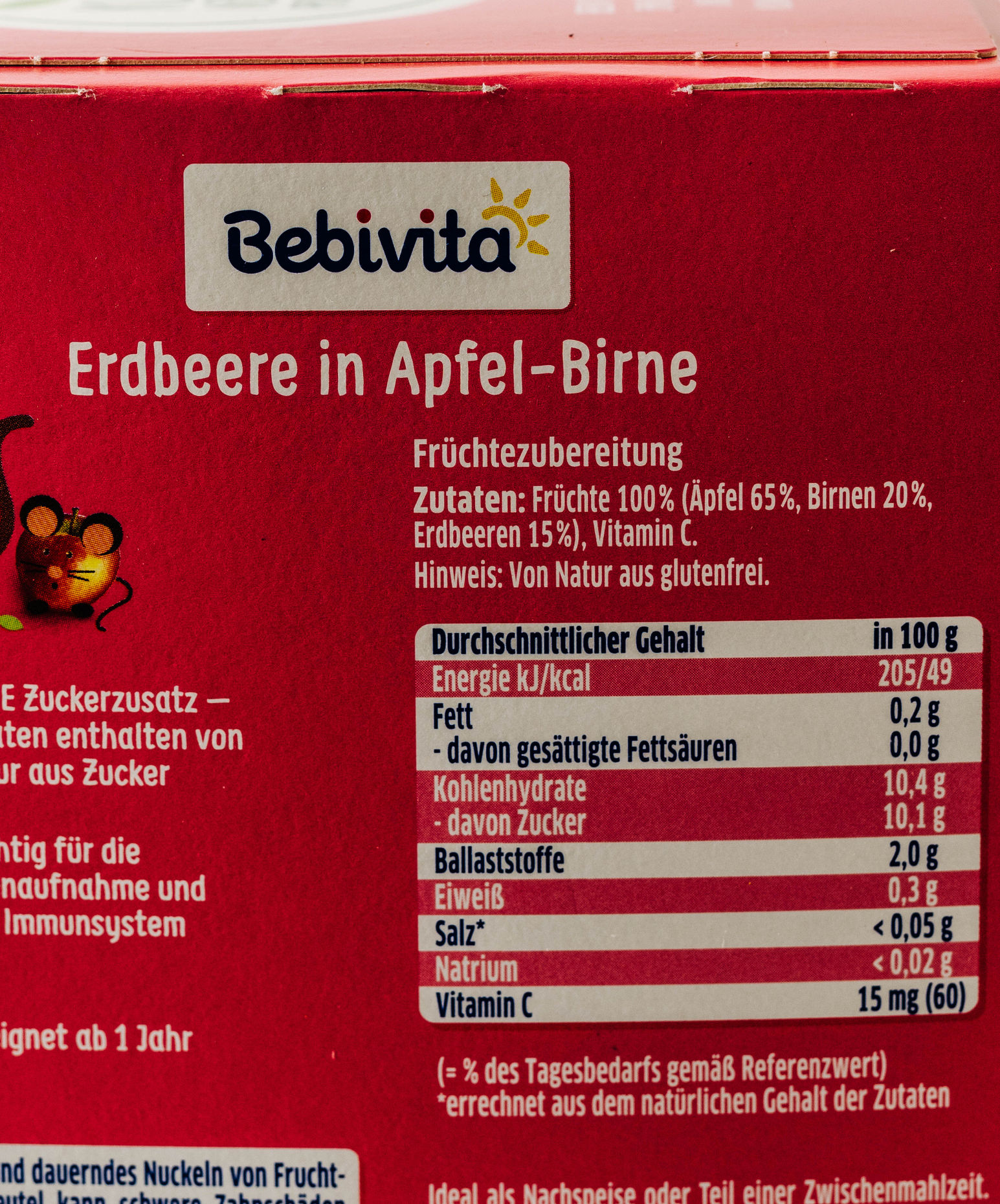 Bebivita Babysnack mit Erdbeere, Apfel und Birne