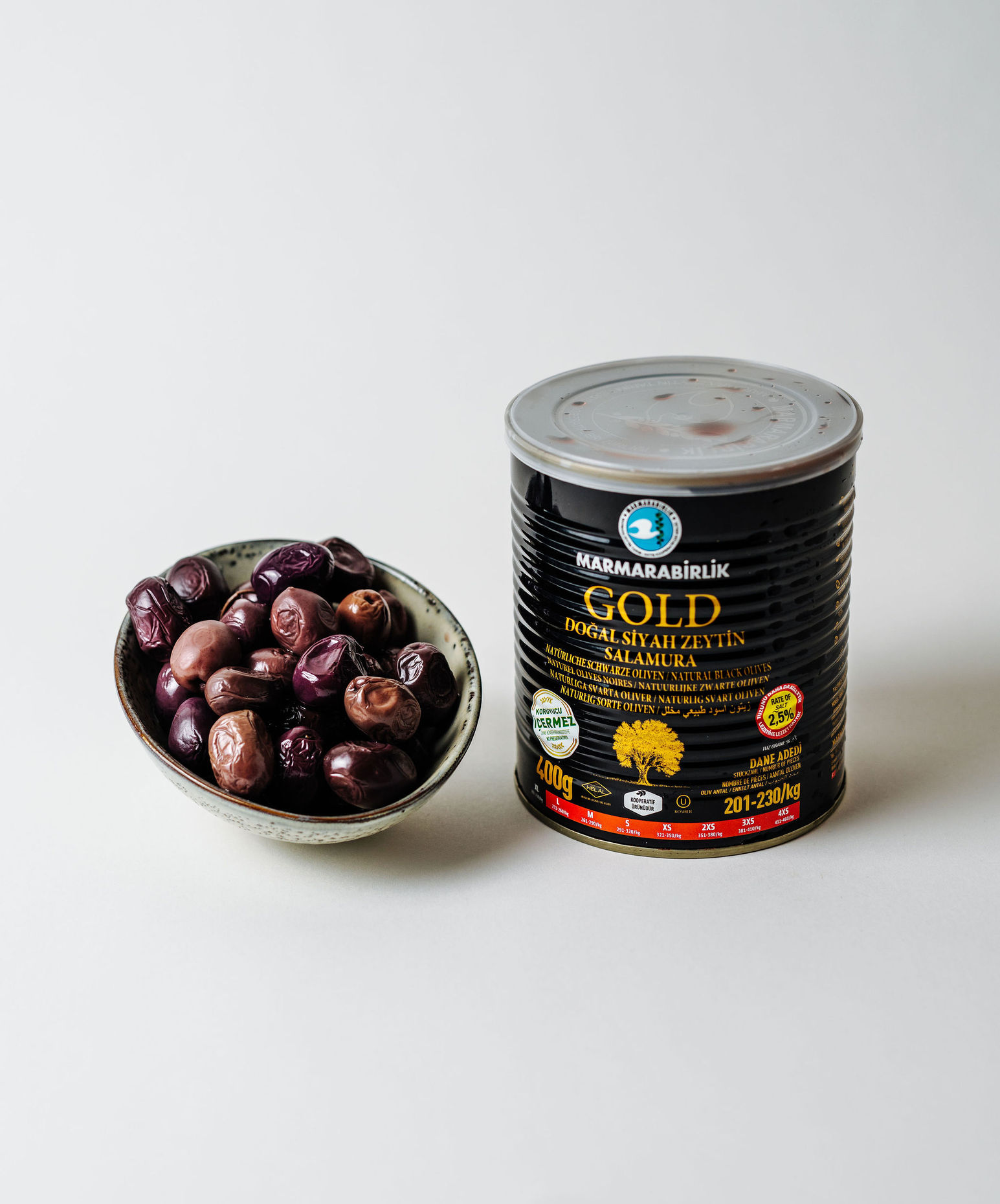 Marmara Birlik Natural Mega Gold Black Olives (Less Salty) 