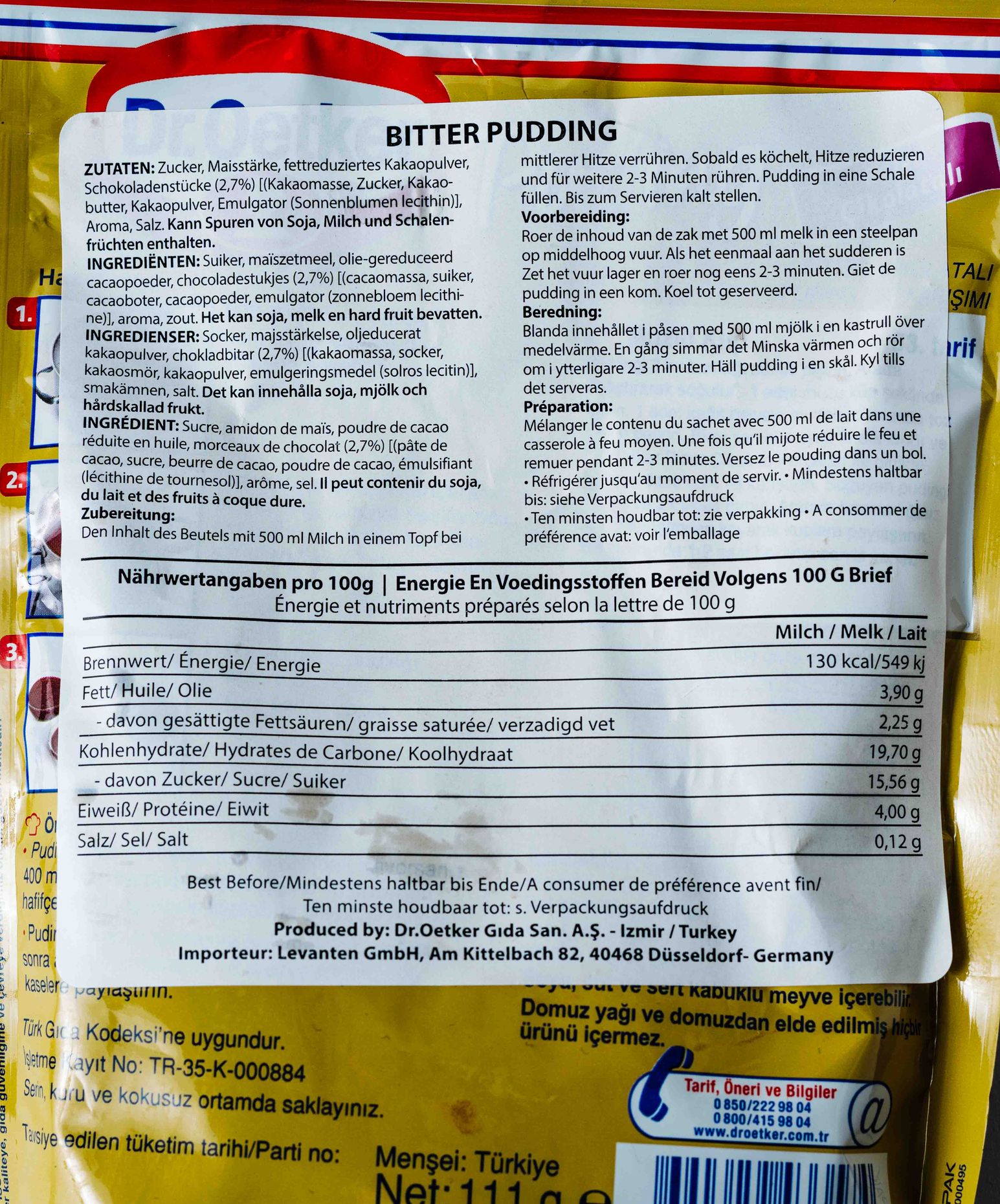 Dr. Oetker Puding Bitter Çikolata 