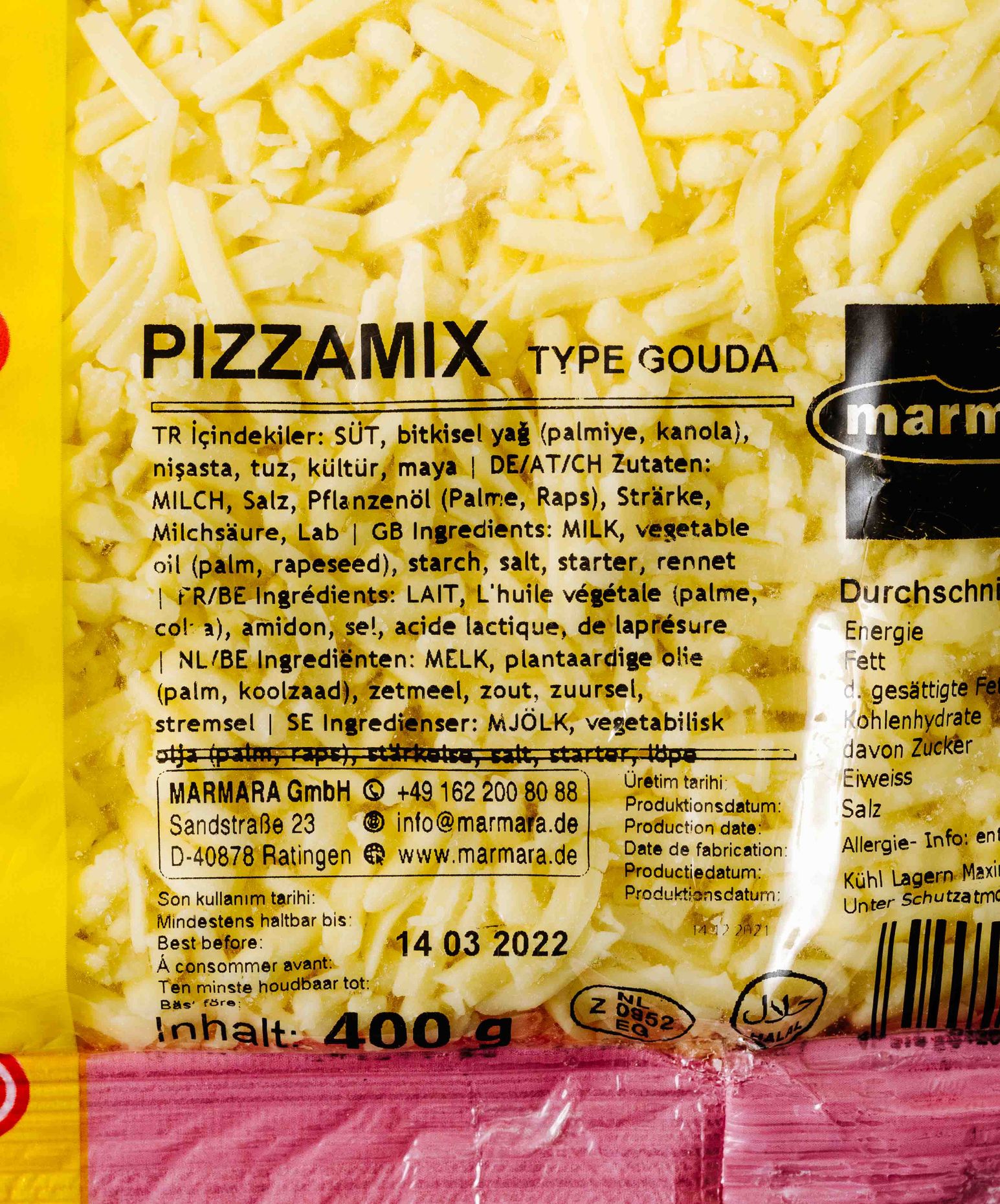 Marmara Geriebener Pizza Mix Gouda