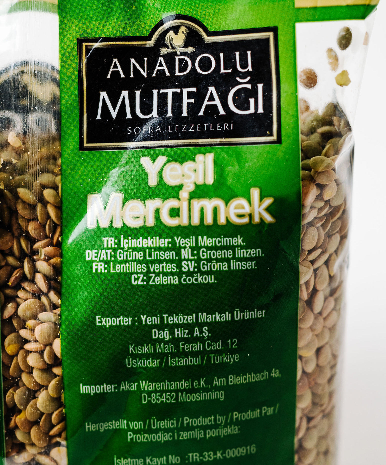 Anadolu Mutfagi Dried Green Lentils
