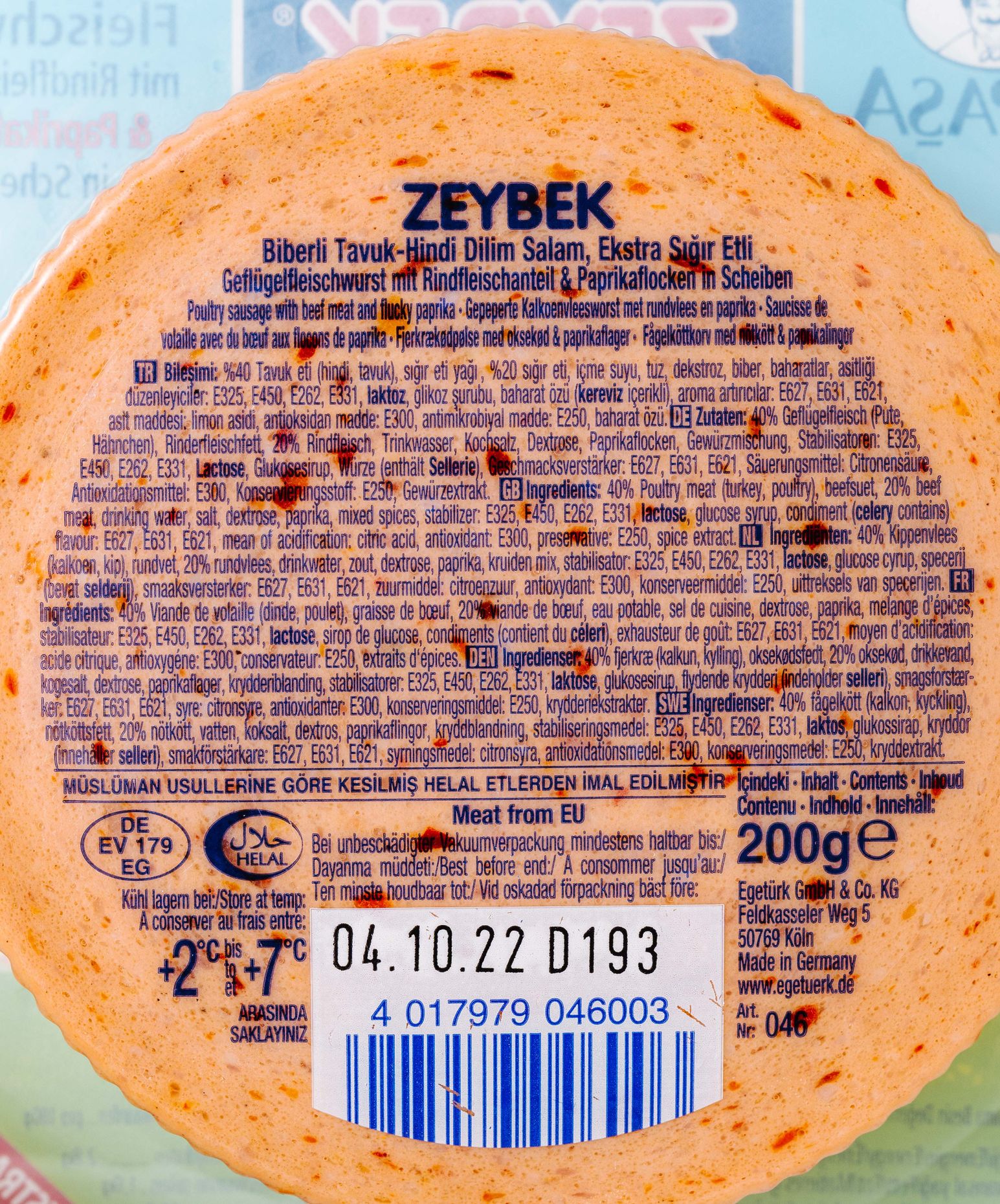 Efepaşa Geflügelwurst in Scheiben