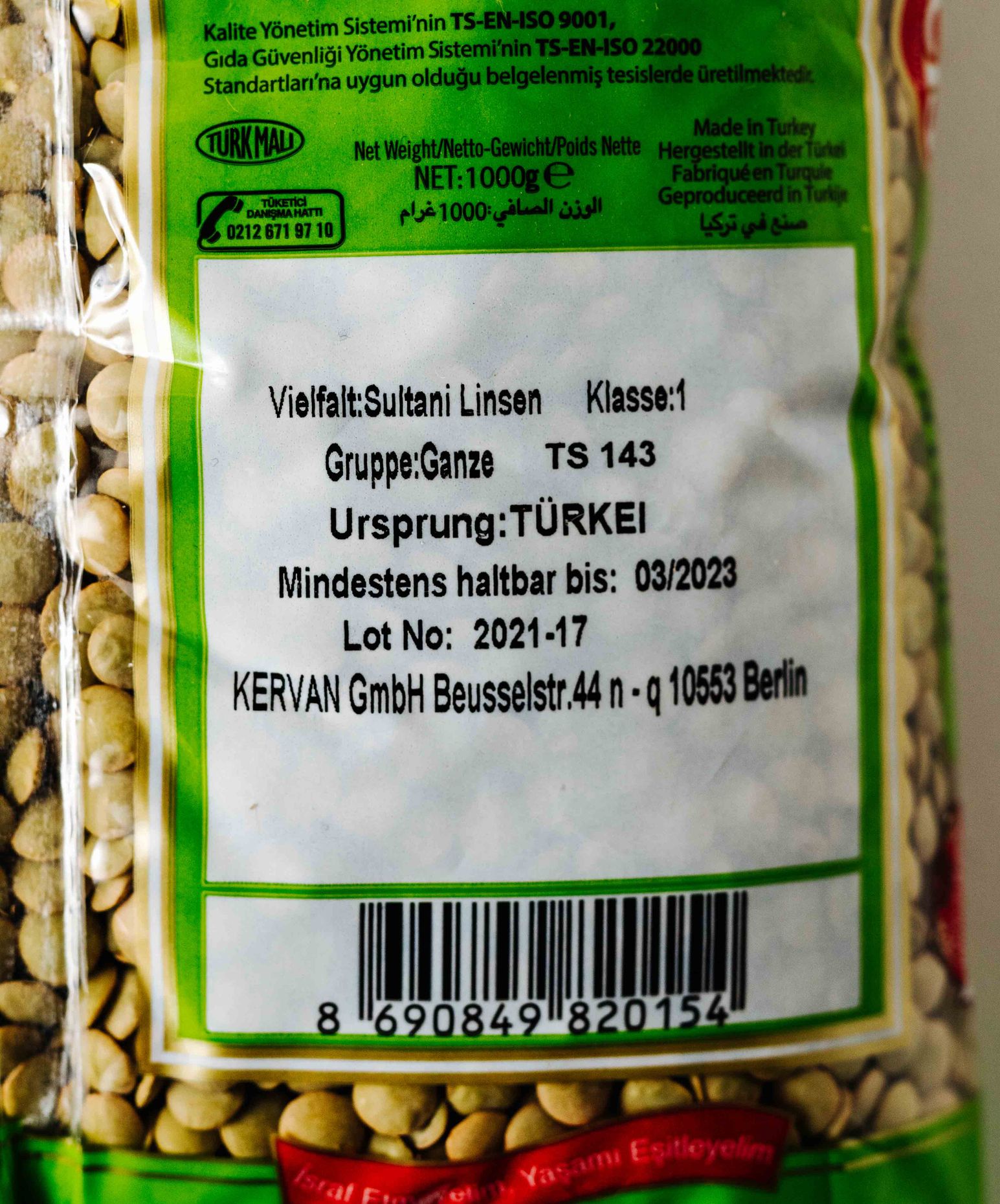 Reis Dried Green Lentils 