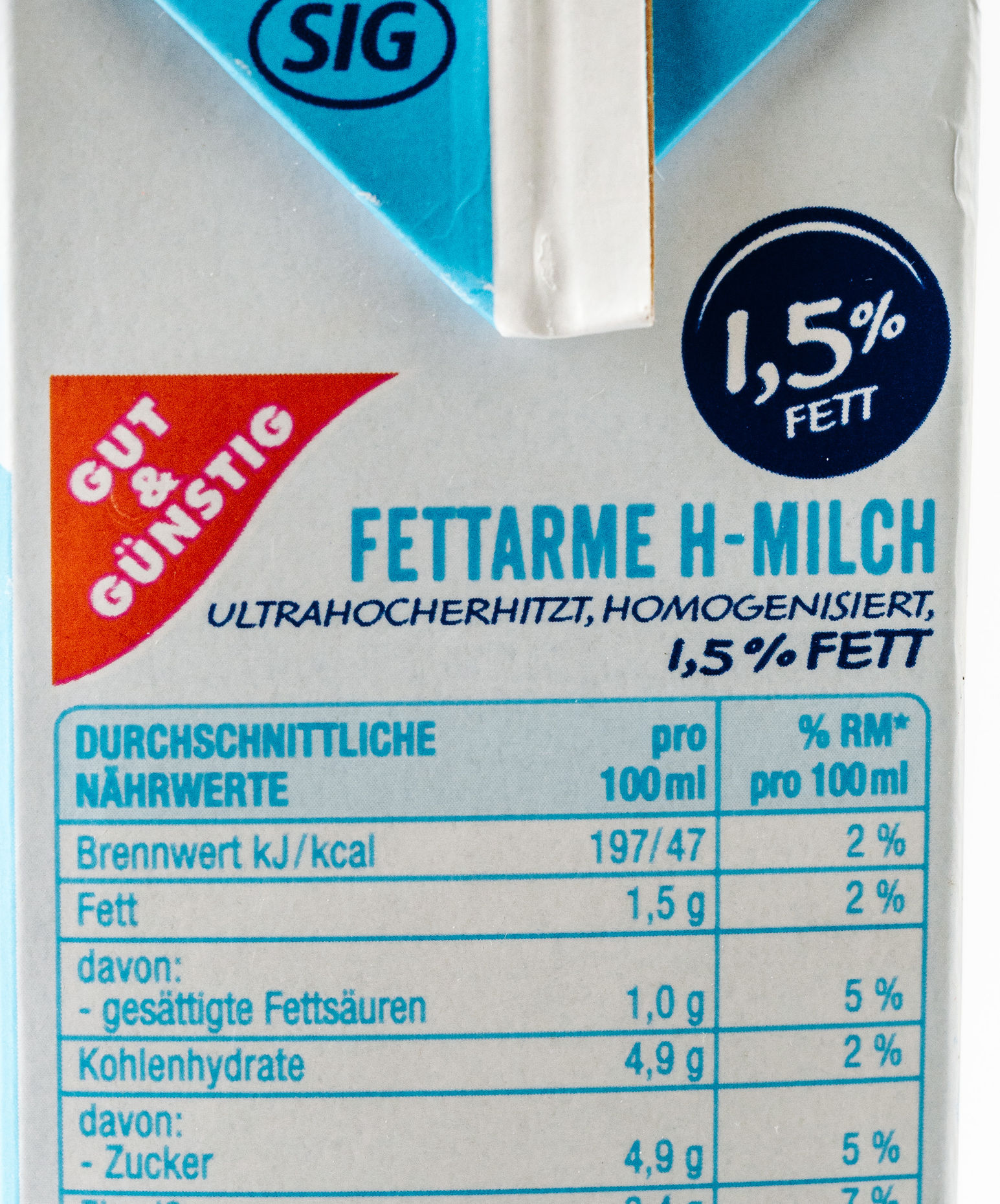 Gut & Günstig Haltbare Milch Fett 1,5 %