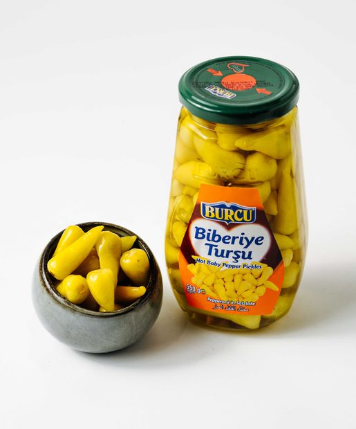 Burcu Hot Pickled Baby Peppers