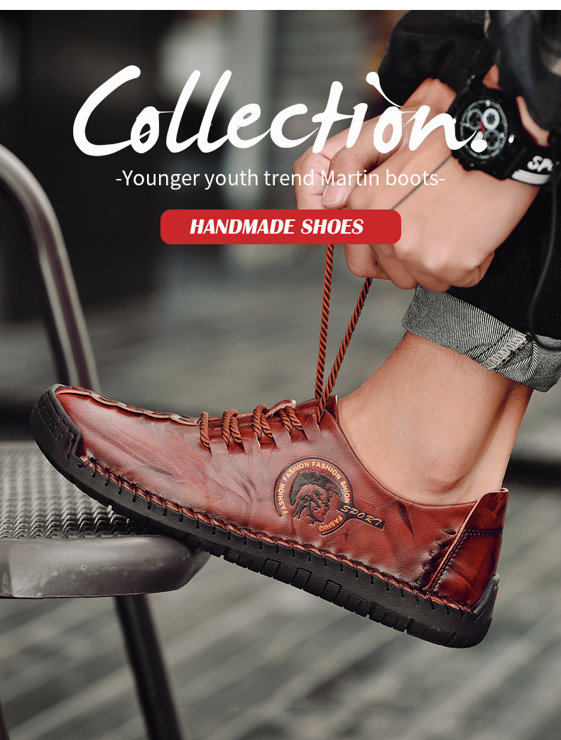 Plus Size Fashion Men Shoes Split Leather Men Shoes Casual Comfortable Men Loafers Flats Shoes Breathable Shoes Men