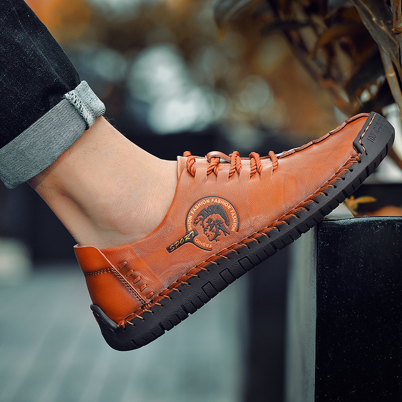 Plus Size Fashion Men Shoes Split Leather Men Shoes Casual Comfortable Men Loafers Flats Shoes Breathable Shoes Men